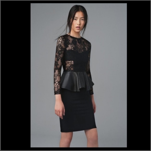 Zara Dresses & Skirts - Zara black lace and Leather Peplum Dress (NWT) XS